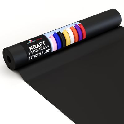 Crown Display Black Kraft Paper Roll 17.75" X 1320" (110' Ft) Colored Paper Roll - Kraft Wrapping Paper Perfect as Shipping Paper - Packing Paper Roll - Craft Supplies - Craft Paper Roll
