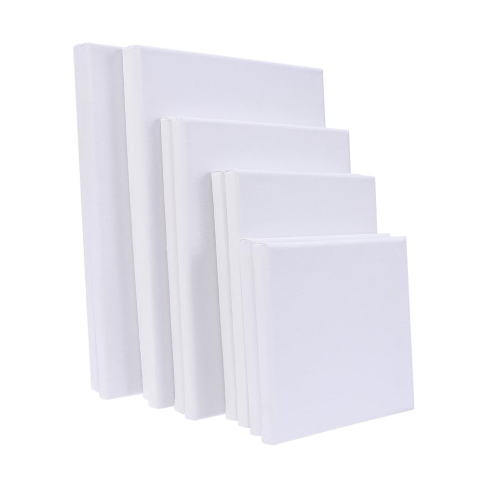 SEWOART 10pcs Cotton White Stretched Canvas Panels for Oil Painting Artist Quality for Acrylics and Tempera for Creative Projects and Giving