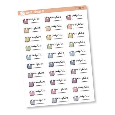 Weigh-In Scale Icon Planner Stickers | Hand Doodled F16 | E-281 (Muted Rainbow)