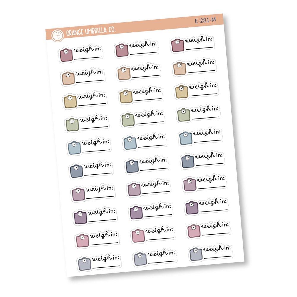Weigh-In Scale Icon Planner Stickers | Hand Doodled F16 | E-281 (Muted Rainbow)