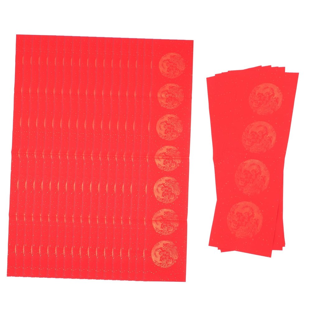 Anneome 30pcs Red Xuan Paper for Chinese Year Blank Couplets Paper for Spring Festival Dragon and Calligraphy Decor for Doors and Special Events