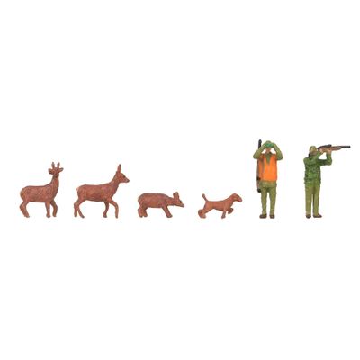 Faller Hunters (2) Deer (3) & Dog (1) Figure Set HO Gauge FA151702