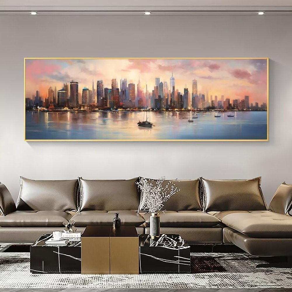 Shanghai Scenery Diamond Painting Kits for Adults, Paint By Numbers Kit for Adults, Diamond Art Kits for Adults, Art Supplies for Adults Craft Kits, Gem Art Diamond , Home Wall Decor, 16x48inch A438