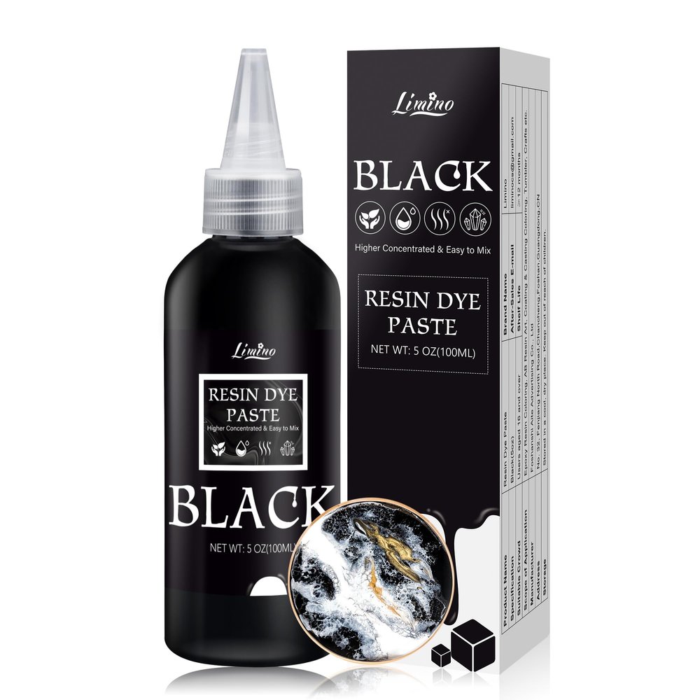 Black Epoxy Resin Pigment Paste - 3.4 fl.oz / 100ml Concentrated Dye for DIY Art, UV Resin, River Table - Opaque Epoxy for Painting, Coaster, Jewelry