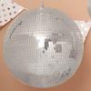 MUOSI 20"" Large Silver Disco Ball Ornaments, Glass Mirror Foam Ball with Hanging Swivel Ring, Reflection Ball for Holiday, Wedding & Party Decor view 1