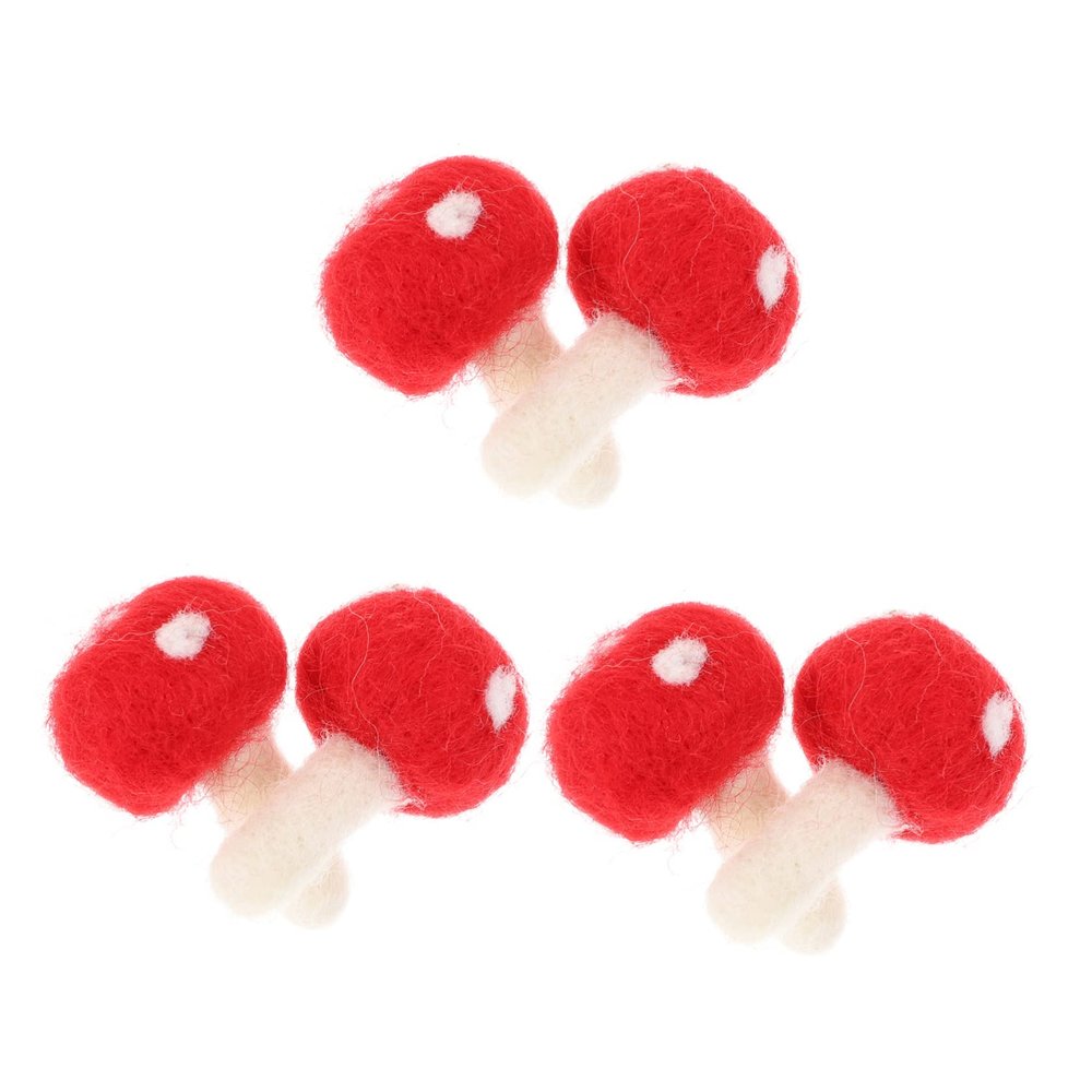 NUOBESTY 6pcs DIY Felt Mushroom Ornaments Hairpin Brooch Decorations for Clothing Creative Craft Materials for Accessories