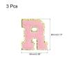 MECCANIXITY Chenille Letters R Patches Large Size 80mm/3.15 Inch Iron-on Letters R Patches Golden Glitter Embroidered Patches for Clothing, Shoes, Hats, Backpacks Pack of 3(Pink) view 2