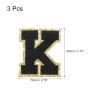 MECCANIXITY Chenille Letters K Patches Large Size 80mm/3.15 Inch Iron-on Letters K Patches Golden Glitter Embroidered Patches for Clothing, Shoes, Hats, Backpacks Pack of 3(Black) view 2