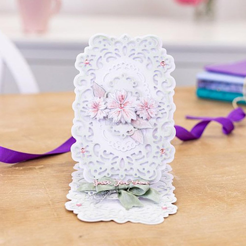 Rectangular lace Die Cuts for Card Making, Oval Metal Cutting Dies for Paper Scrapbooking, DIY Stencils for Album Party Wedding Festivals Decoration