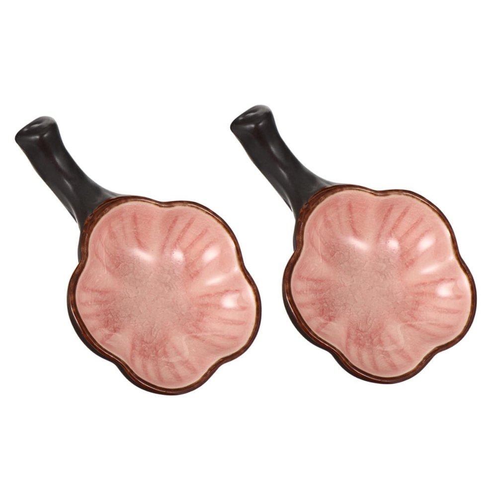 HOODANCOS 2pcs Multifunctional Ceramic Ink Dish Set Smooth Bottom Brush Holder for Calligraphy Painting Elegant White Pink Cracked Design for Artists Stationery Supplies