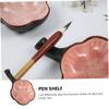 HOODANCOS 2pcs Multifunctional Ceramic Ink Dish Set Smooth Bottom Brush Holder for Calligraphy Painting Elegant White Pink Cracked Design for Artists Stationery Supplies view 4
