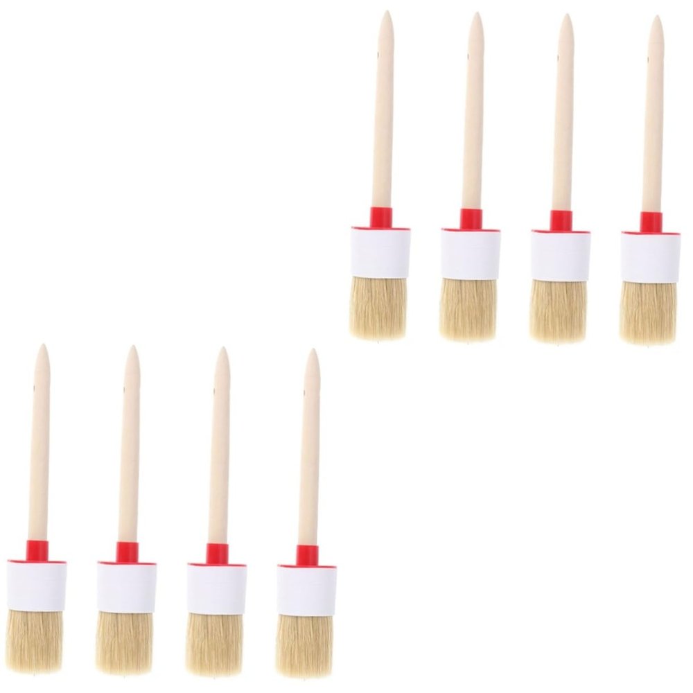 BESPORTBLE 8pcs Round Bristle Brush Wooden Handle for BBQ Oil Painting Projects Versatile Brushes for Ergonomic Design for Comfort and Control