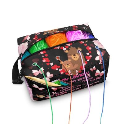 Kathyboom Cute Bears Yarn Storage Bag Anti Dust Knitting Bags for Yarn Accessories Large Yarn Bag for Knitting Needles, Crochet Hooks Crochet Accessories
