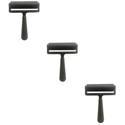 Lurrose 3pcs Printmaking Rubber Roller Tool for Smooth Inking and Coloring Detachable Handle for Easy Cleaning for Crafting and Graphic Projects Black