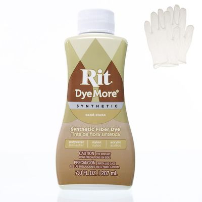 Rit DyeMore 7 Oz. Synthetic Liquid Fiber Dye Single Pack with Plastic Gloves for Clothing, Dcor, and Crafts Sandstone