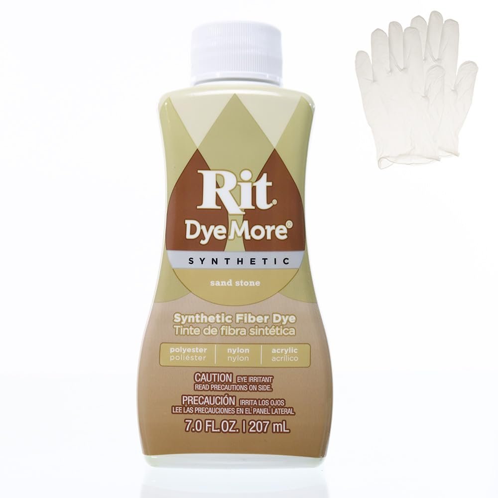 Rit DyeMore 7 Oz. Synthetic Liquid Fiber Dye Single Pack with Plastic Gloves for Clothing, Dcor, and Crafts Sandstone