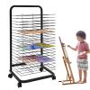 Art Drying Rack, Paint Drying Rack with 25/35 Removable Shelves, Black Powder Coated Finish, Lockable Wheels, Metal Art Storage Rack, Art Drying Rack for Classroom, Art Studios and Schools (Size : 25 view 1