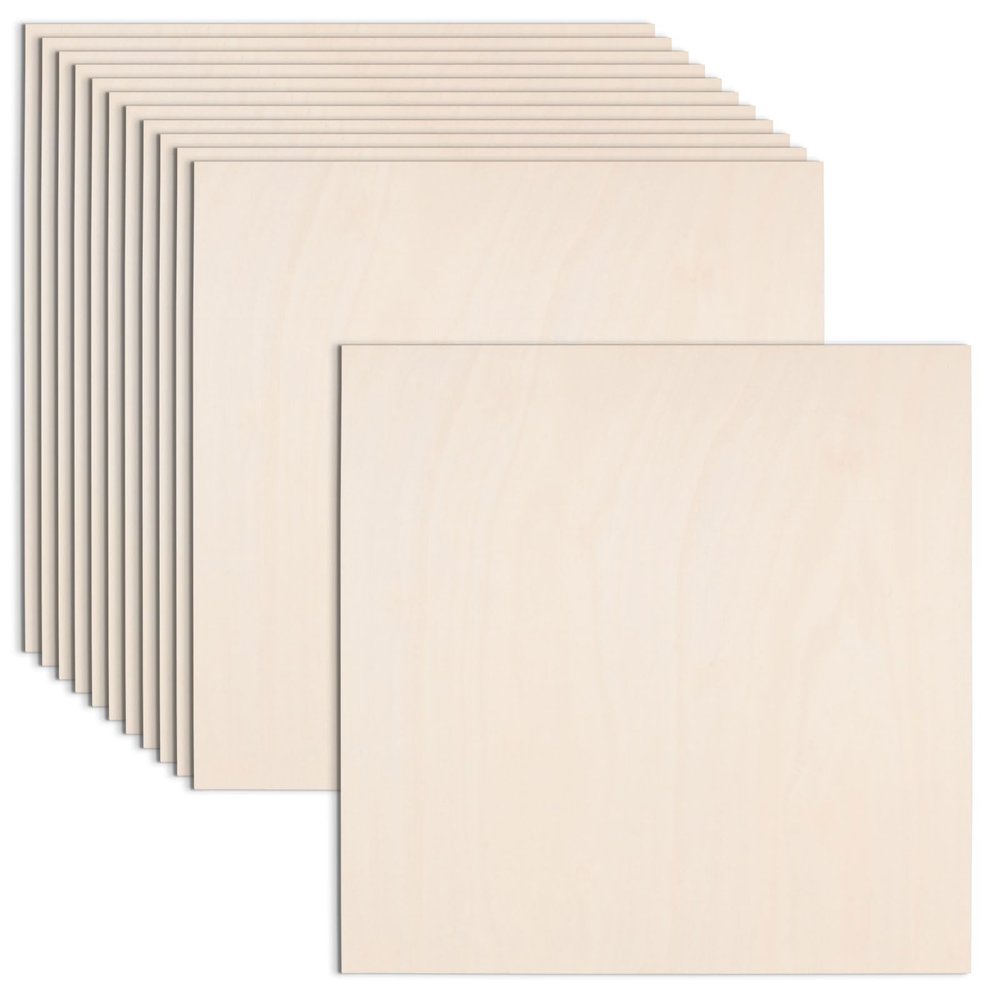 AWIZOM 12 Pcs Basswood Plywood Sheets 18x18x1/8 Inch Unfinished Wood Board