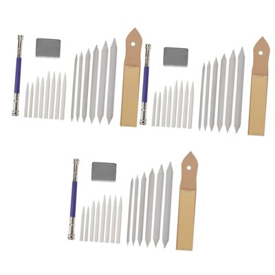 LALAFINA 3pcs Blending Paper Stump for Charcoal and Pencil Drawing Art Tool Kit Eraser and Sandpaper for Sketching and Shading Techniques