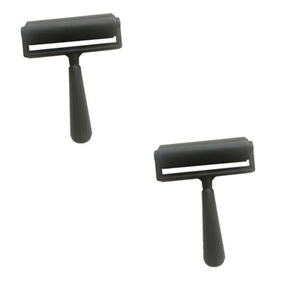 STOBOK 2pcs Printmaking Rubber Roller Tool for Craft Projects Black Ink Roller Comfortable Handle for Easy Cleaning and Even Coloring