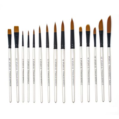 Studio 22 Titanium Series Watercolour Paint Brush Collection Set 15pc, assorted, White, 2002677