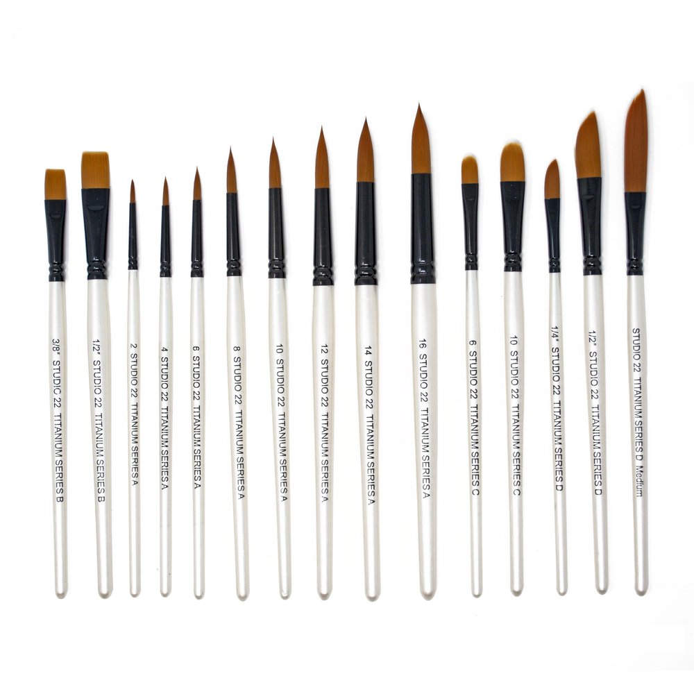 Studio 22 Titanium Series Watercolour Paint Brush Collection Set 15pc, assorted, White, 2002677