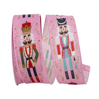 Ribbon - Nutcracker Scroll Wired Edge, Pink, 2-1/2 Inch, 10 Yards