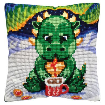 RTO Stamped Cross Stitch Embroidery Cushion kit for Adults and Beginners - Dragon 40x40cm/15,75x15,75"