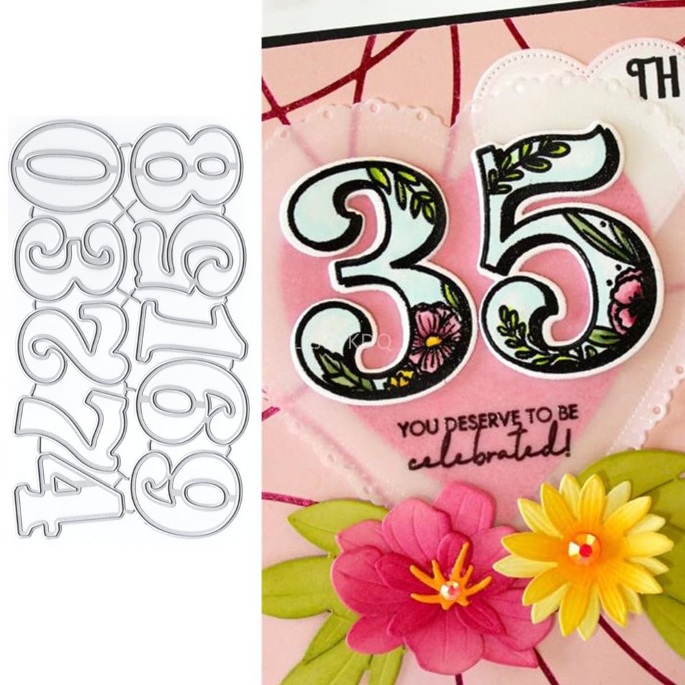 Combining Numbers Die Cuts for Card Making, Arabic Numerals Metal Cutting Dies for Paper Scrapbooking, DIY Stencils for Album Party Wedding Festivals Decoration
