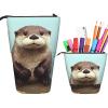 LZQPOEAS Cute otter Print Pencil Case Telescopic Pen Pouch Standing Pencil Bag Pop Up Pencil Holder With Zipper Portable Makeup Bag for Office Holiday Gift view 1