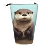 LZQPOEAS Cute otter Print Pencil Case Telescopic Pen Pouch Standing Pencil Bag Pop Up Pencil Holder With Zipper Portable Makeup Bag for Office Holiday Gift view 2