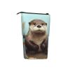LZQPOEAS Cute otter Print Pencil Case Telescopic Pen Pouch Standing Pencil Bag Pop Up Pencil Holder With Zipper Portable Makeup Bag for Office Holiday Gift view 3