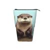 LZQPOEAS Cute otter Print Pencil Case Telescopic Pen Pouch Standing Pencil Bag Pop Up Pencil Holder With Zipper Portable Makeup Bag for Office Holiday Gift view 4
