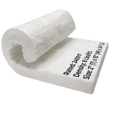 Ceramic Fiber Insulation Blanket, 2" Thick x 15" x 24", 8# 2400F Rated Fire Proof Insulation for Wood Stove Baffle, Furnace, Forge, Kiln, Chimney, Boiler, Fireplace, Dishwasher, Pizza Oven, More