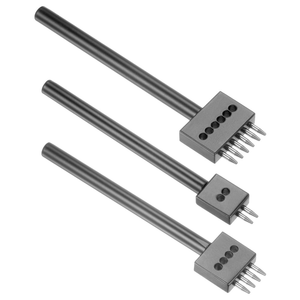 CoCud 2/4/6 Prong Punch Tool, 5mm Pitch, Carbon Steel Leather Round Hole Punch Tool - (Applications: for Leather Belt, Watch Band and Leather Strap Gasket), 3-Pieces