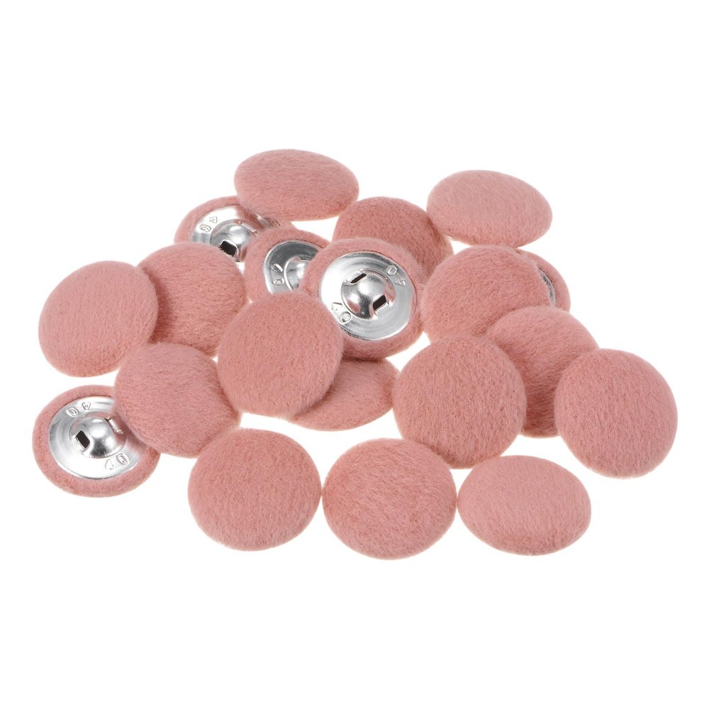 HARFINGTON 20pcs 40L Fabric Cloth Covered Button 25mm Round Holes Metal Shank Sewing Buttons for Suits Dress Blouses, Pink