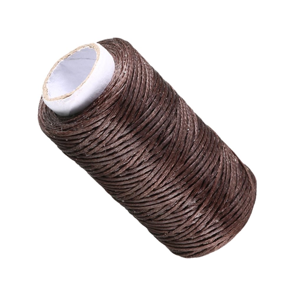 CoCud Leather Sewing Thread, 55 Yards 1mm/150D, Polyester Yarn Flat Wax Leather Waxed String Cord Dark Brown - (Applications: for Sewing Leather Projects Bookbinding)