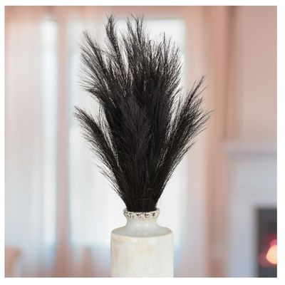 Factory Direct Craft Black Artificial Pampas Grass Bouquet - Fake Feather-Like Grass Bundle for Elegant Arrangements at Special Events to Everyday Home Decor (28 Inches High)