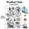 CRASPIRE Sailboat Clear Stamps Lighthouse Compass Globe Reusable Background Postmark Transparent Silicone Stamp Seals for Journaling Card Making Decor DIY Scrapbooking Supplies Film Frame view 2