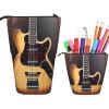 LZQPOEAS Guitar Musical Instrument Print Pencil Case Telescopic Pen Pouch Standing Pencil Bag Pop Up Pencil Holder With Zipper Portable Makeup Bag for Office Holiday Gift view 1