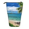 LZQPOEAS Tropical Palm Tree Hawaii Beach Print Pencil Case Telescopic Pen Pouch Standing Pencil Bag Pop Up Pencil Holder With Zipper Portable Makeup Bag for Office Holiday Gift view 2