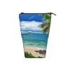 LZQPOEAS Tropical Palm Tree Hawaii Beach Print Pencil Case Telescopic Pen Pouch Standing Pencil Bag Pop Up Pencil Holder With Zipper Portable Makeup Bag for Office Holiday Gift view 4