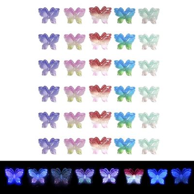 KISSITTY 120pcs Glow in The Dark Butterfly Luminous Resin Cabochons Nail Art Decoration Accessories Scrapbooking Embellishments Decors for Women Nail Design Crafts Jewelry Making