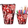 LZQPOEAS Candy Canes Print Pencil Case Telescopic Pen Pouch Standing Pencil Bag Pop Up Pencil Holder With Zipper Portable Makeup Bag for Office Holiday Gift view 1
