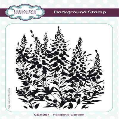 Creative Expressions Foxglove Garden 4 in x 6 in Pre Cut Rubber Stamp, 4 x 6 in, Grey