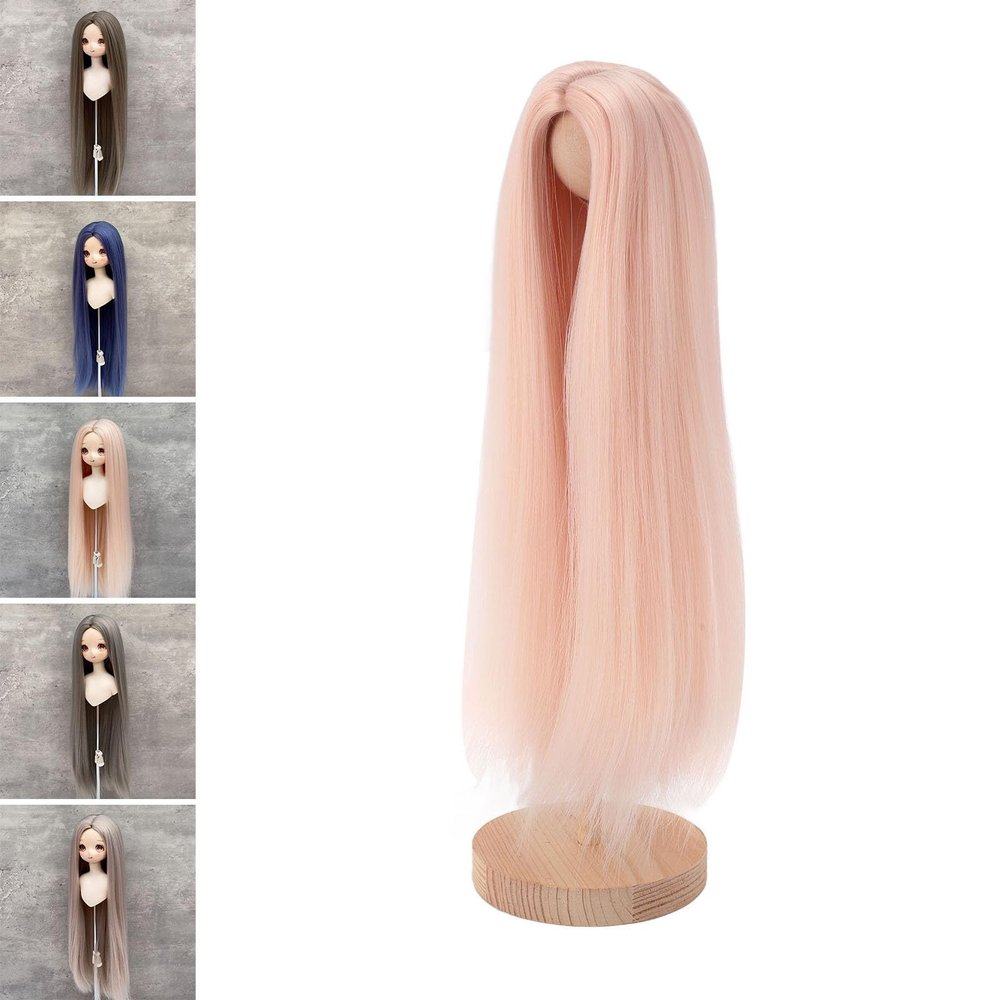 Ball Jointed Doll Wig, Soft Heat Long Straight Styling Wig for Doll Collection Display High Temperature Silk Center Part 7 to 8 in 18.5 to 21 cm 1 Piece