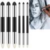 6 Pcs Artist Blending Sponge Pens Double Headed Washable Rubbing Sponge Brush Sketch Wipe Reusable Blending Stump Drawing Art Blenders for Artist Professional Highlight Detail Correcting Tool view 1