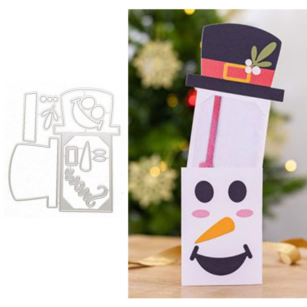 Combination Snowman Box Die Cuts for Card Making, Christmas Metal Cutting Dies for Paper Scrapbooking, DIY Stencils for Album Party Wedding Festivals Decoration