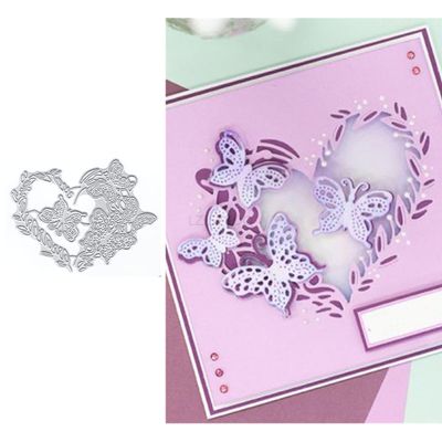 Butterfly Lace Die Cuts for Card Making, Loving Heart Metal Cutting Dies for Paper Scrapbooking, DIY Stencils for Album Party Wedding Festivals Decoration