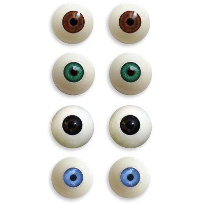 Realistic Acrylic Halloween Eyeball 4 Pairs Half Round Plastic Eyeball Doll Making Eyes Halloween Decor Props 1.18 in Fake Eyes, Black, Brown, Green, Blue
